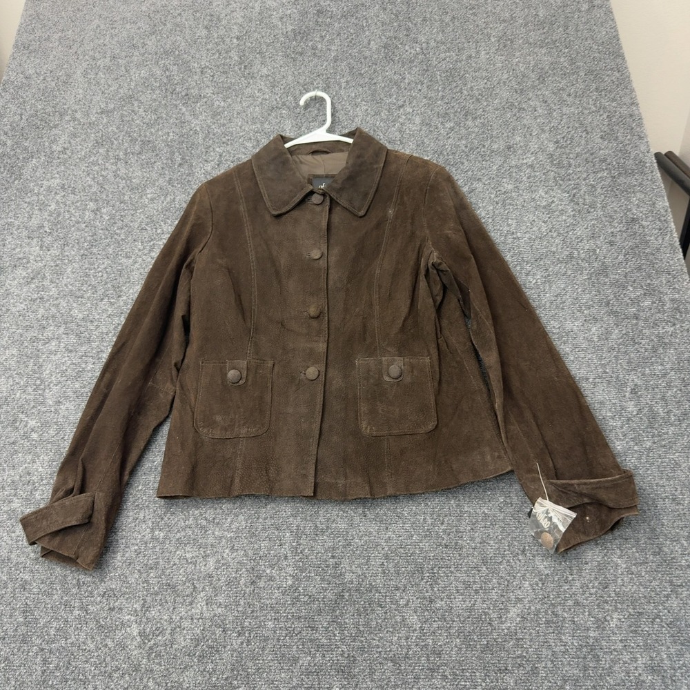 Cuero Jacket Womens M Brown Suede Leather Button Up Pockets Western Minimalist